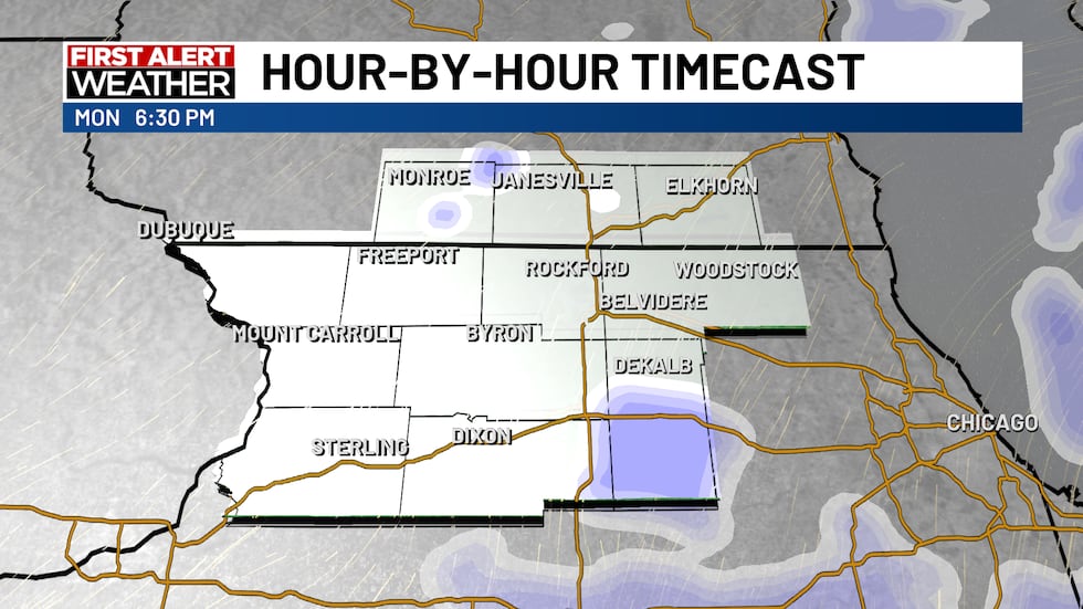 More snow chances Monday