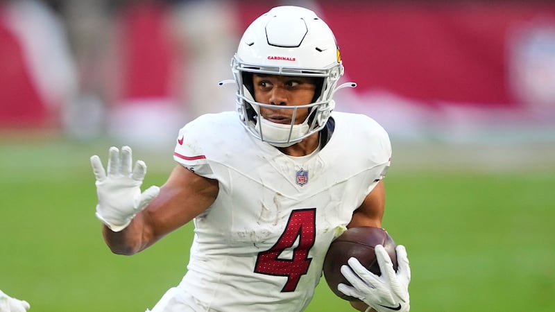 FILE - Arizona Cardinals wide receiver Rondale Moore (4) runs against the San Francisco 49ers...