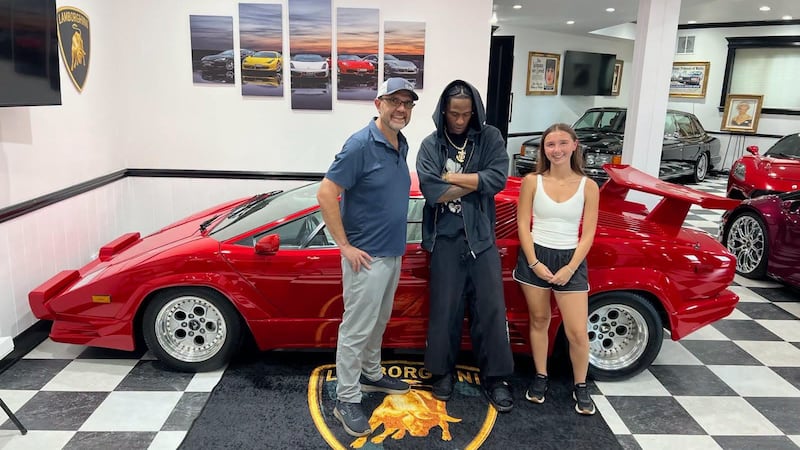 Travis Scott and Jay and Shelby from the Volo Museum with the 1989 Lamborghini Countach 25th...
