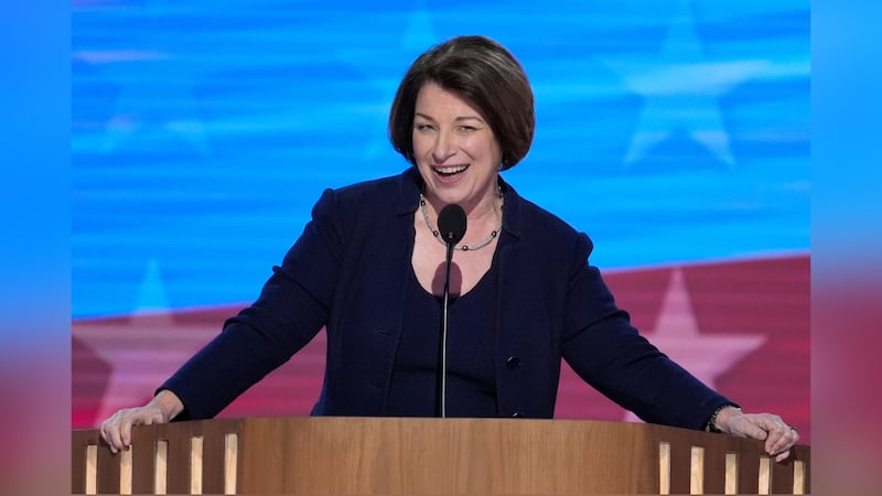 FILE -- Sen. Amy Klobuchar, D-Minn., speaks during the Democratic National Convention, Aug....