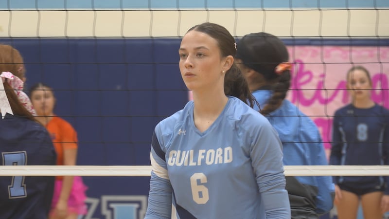 She is the first Guilford player to reach this milestone.