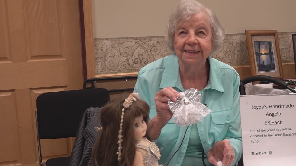 Joyce Whittington selling her hand made angels