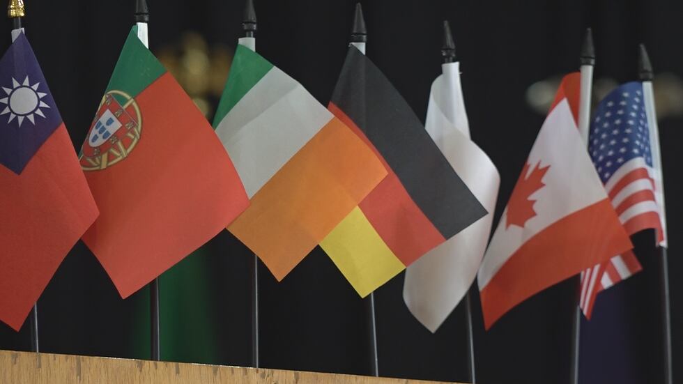 Flags from the 7 countries represented at the International Business Forum, including the...
