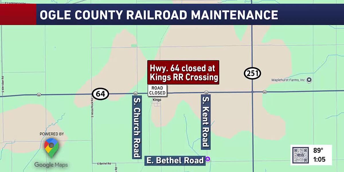 Illinois 64 railroad crossing in Ogle County set to close for maintenance
